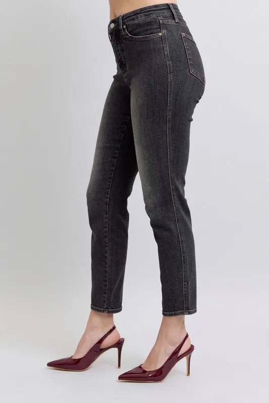 Full Size Mid Rise Tummy Control Slim Jeans Plus Size