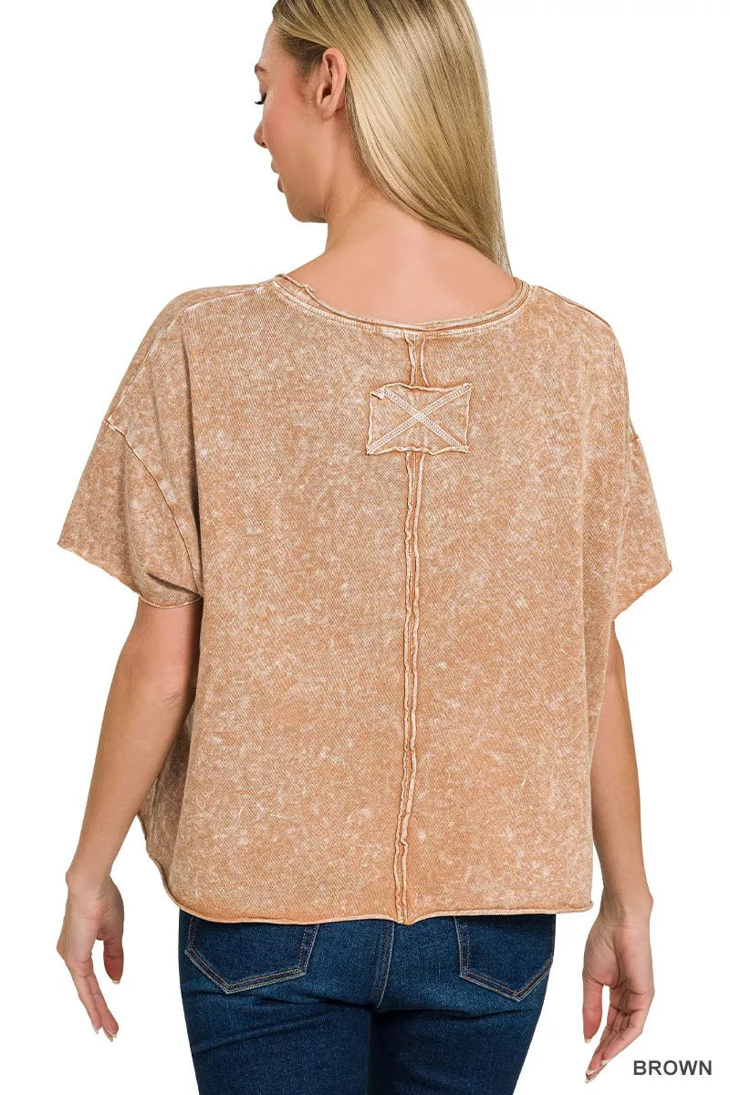 Halo Washed Cotton Short Sleeve Top