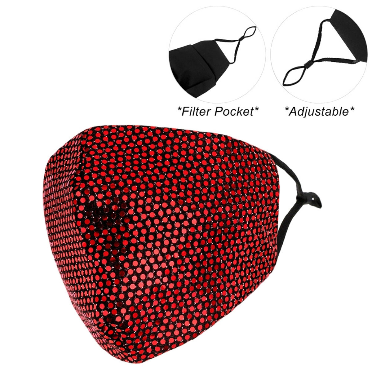 Fashion Mask Red Sequin Stylish Disco Accessory