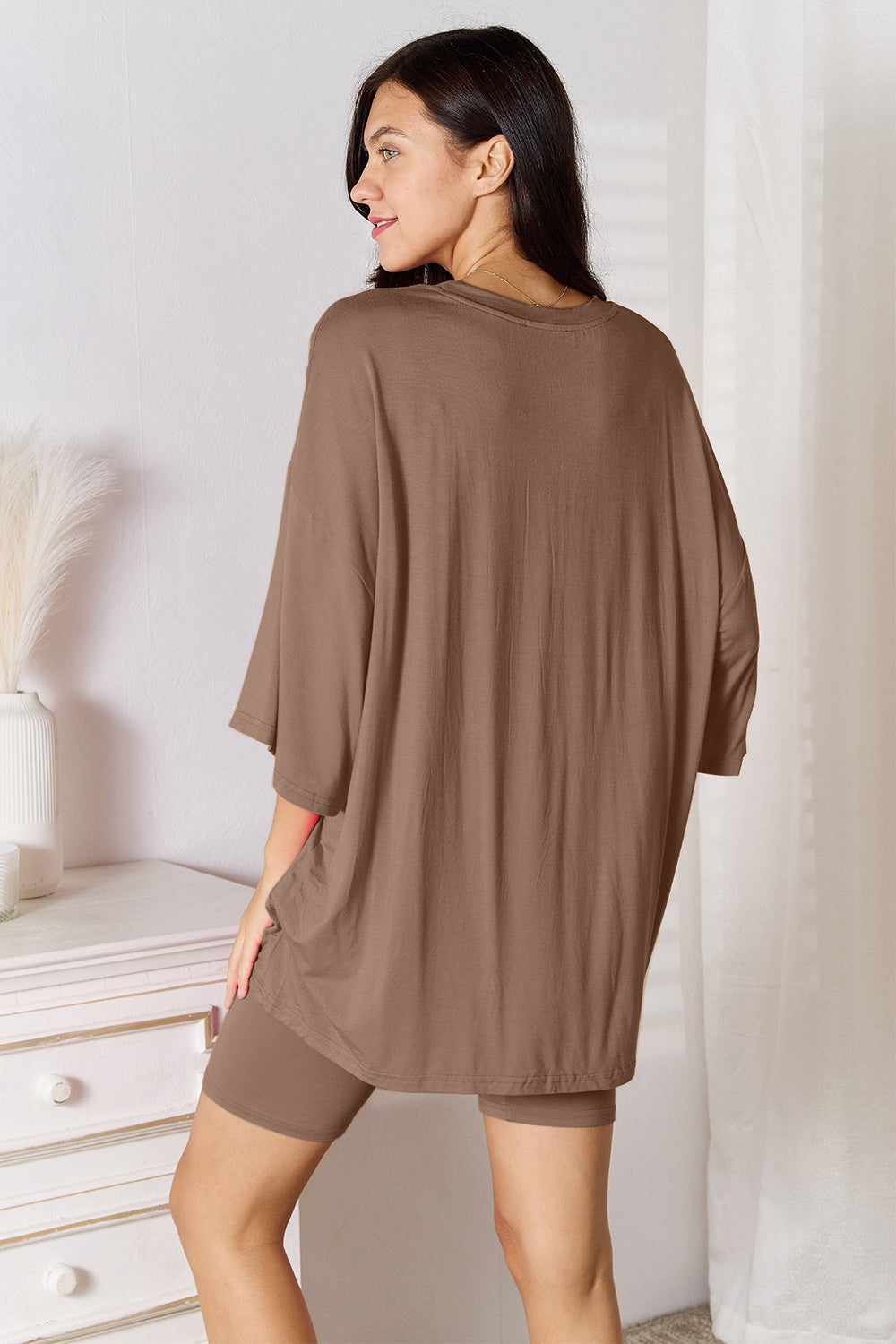 I am a Fashion Junky Full Size Soft Rayon Three-Quarter Sleeve Top and Shorts Set