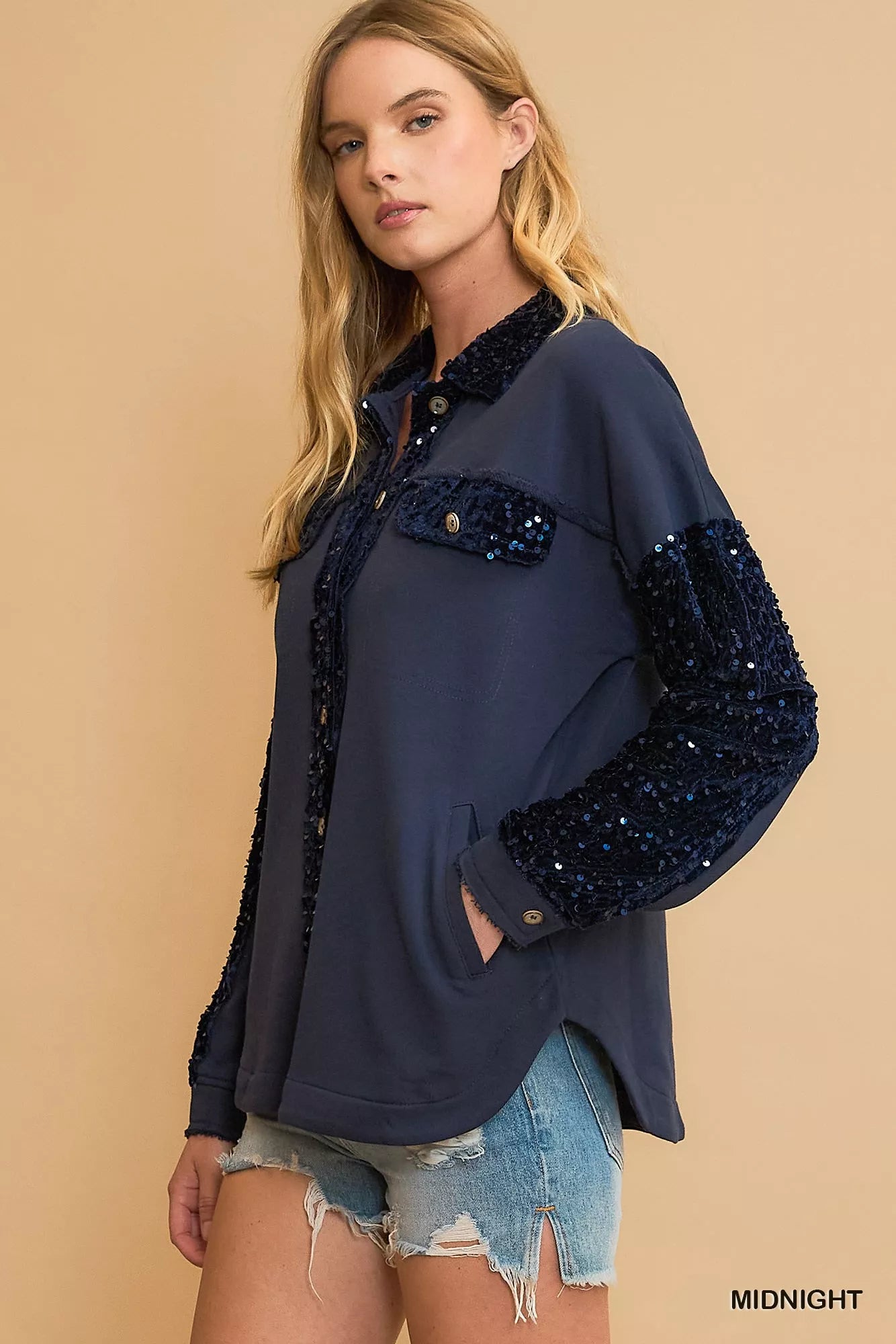 Sequined French Terry Jacket