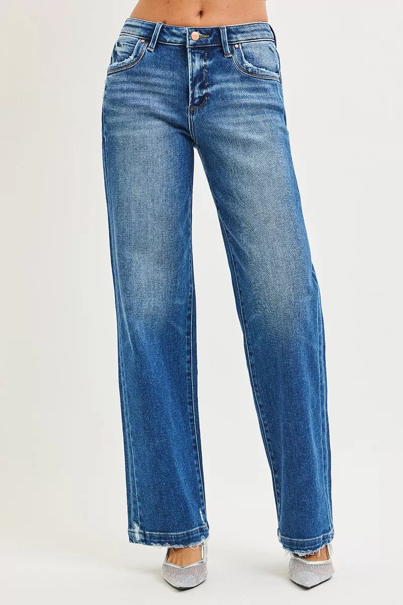 Full Size Slouchy Baggy Jeans Pocket Side Seam Detail Plus Size