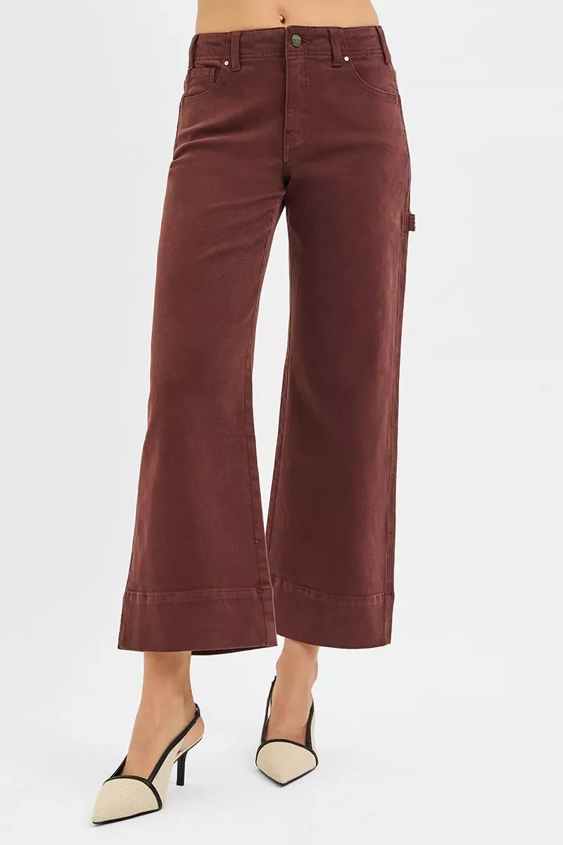 Tummy Control High Rise Crop Wide No Waist Band Pants