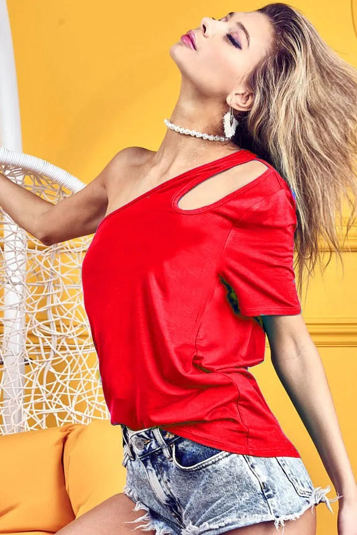 Cut Out Detailed One Shoulder Top