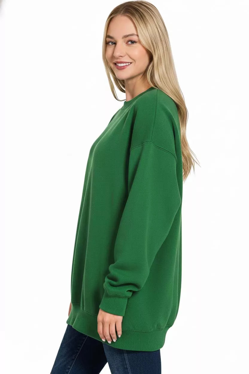I am a Fashion Junky Oversized Round Neck Fleece Tunic Sweatshirt