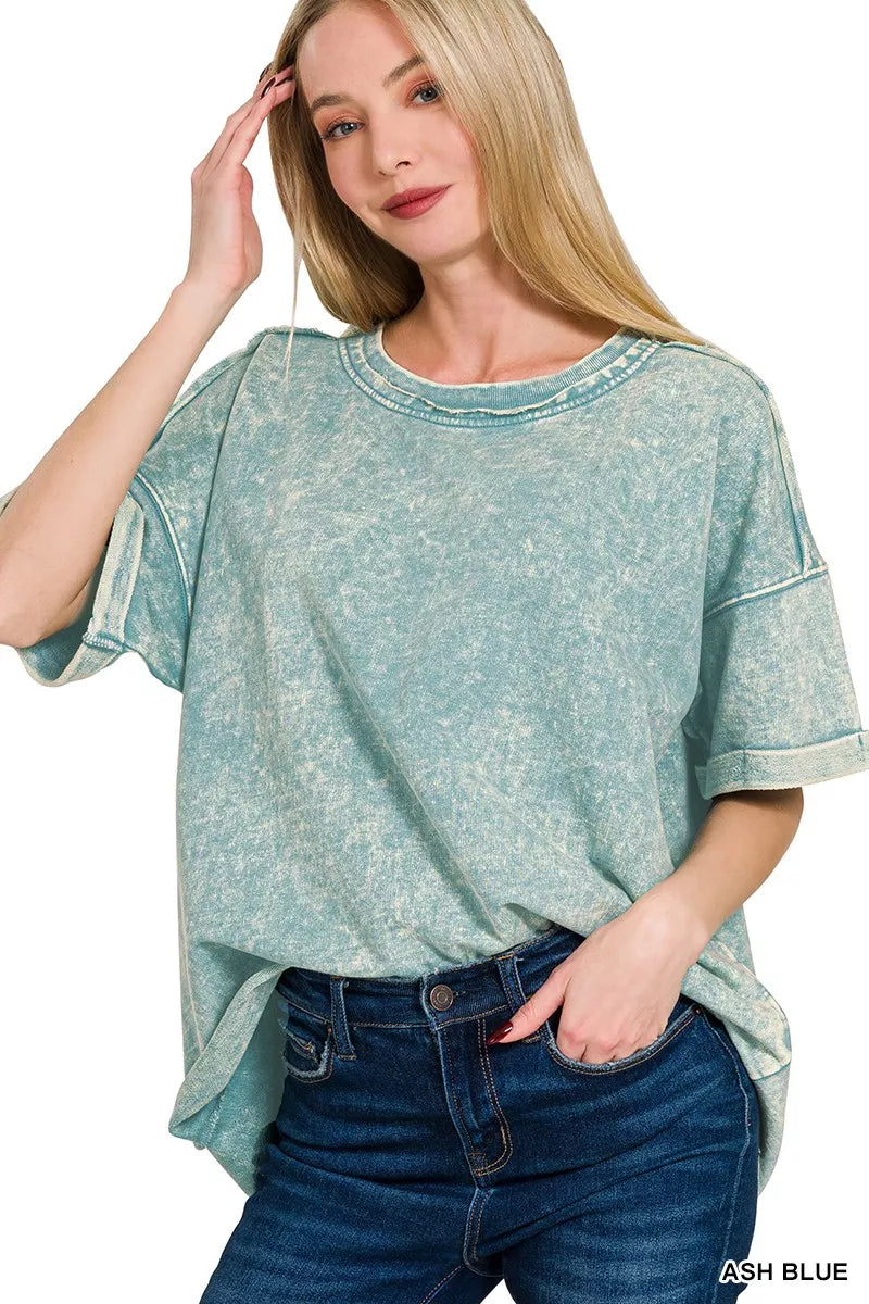 French Terry Acid Washed T-Shirt