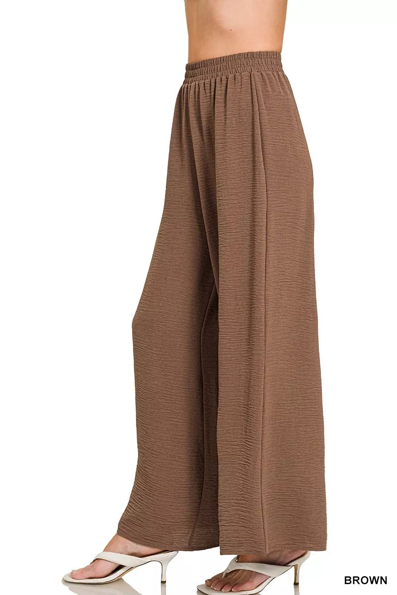 Woven Airflow Elastic Waistband Pants