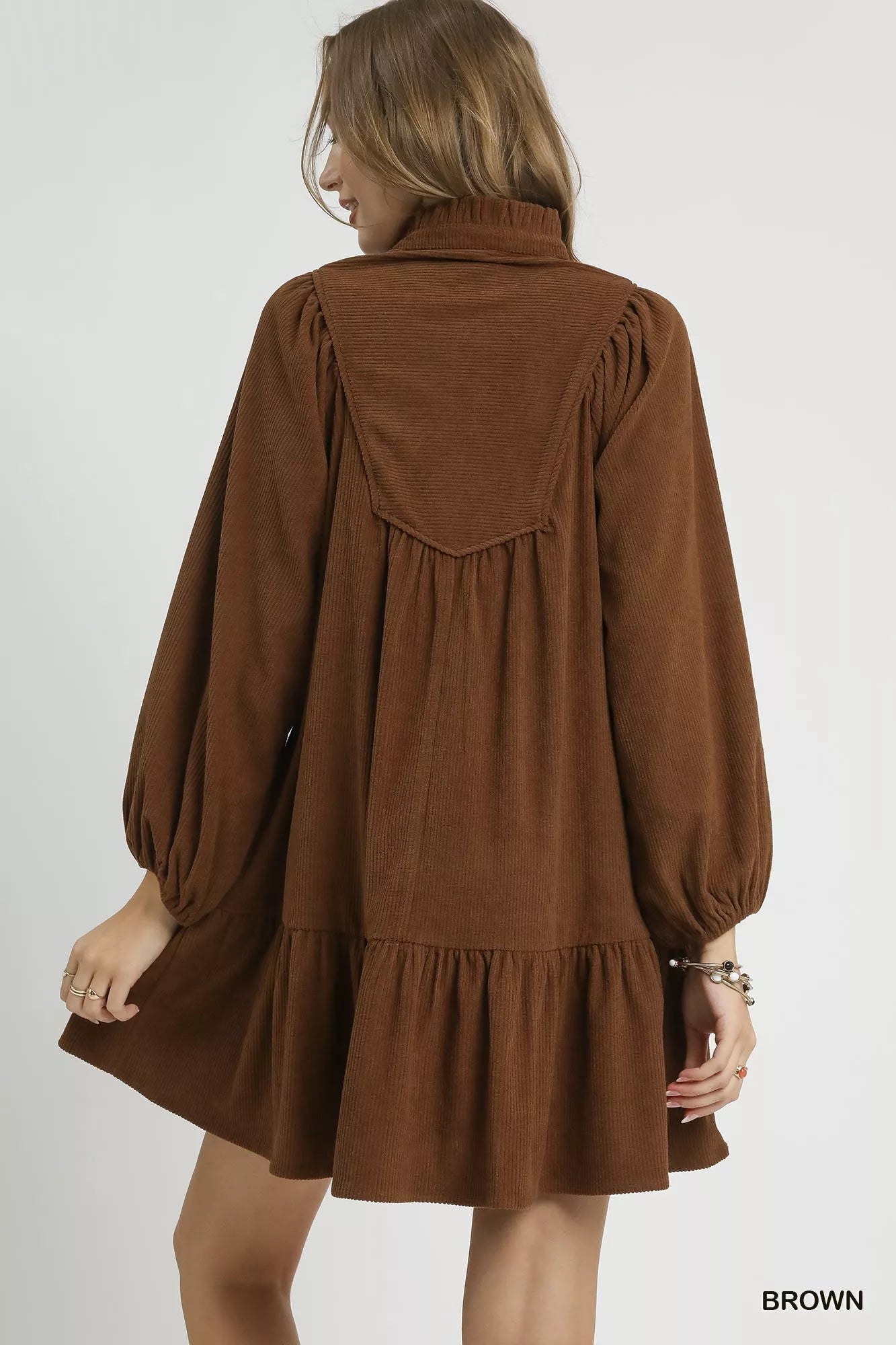 Corduroy Tiered Babydoll Dress