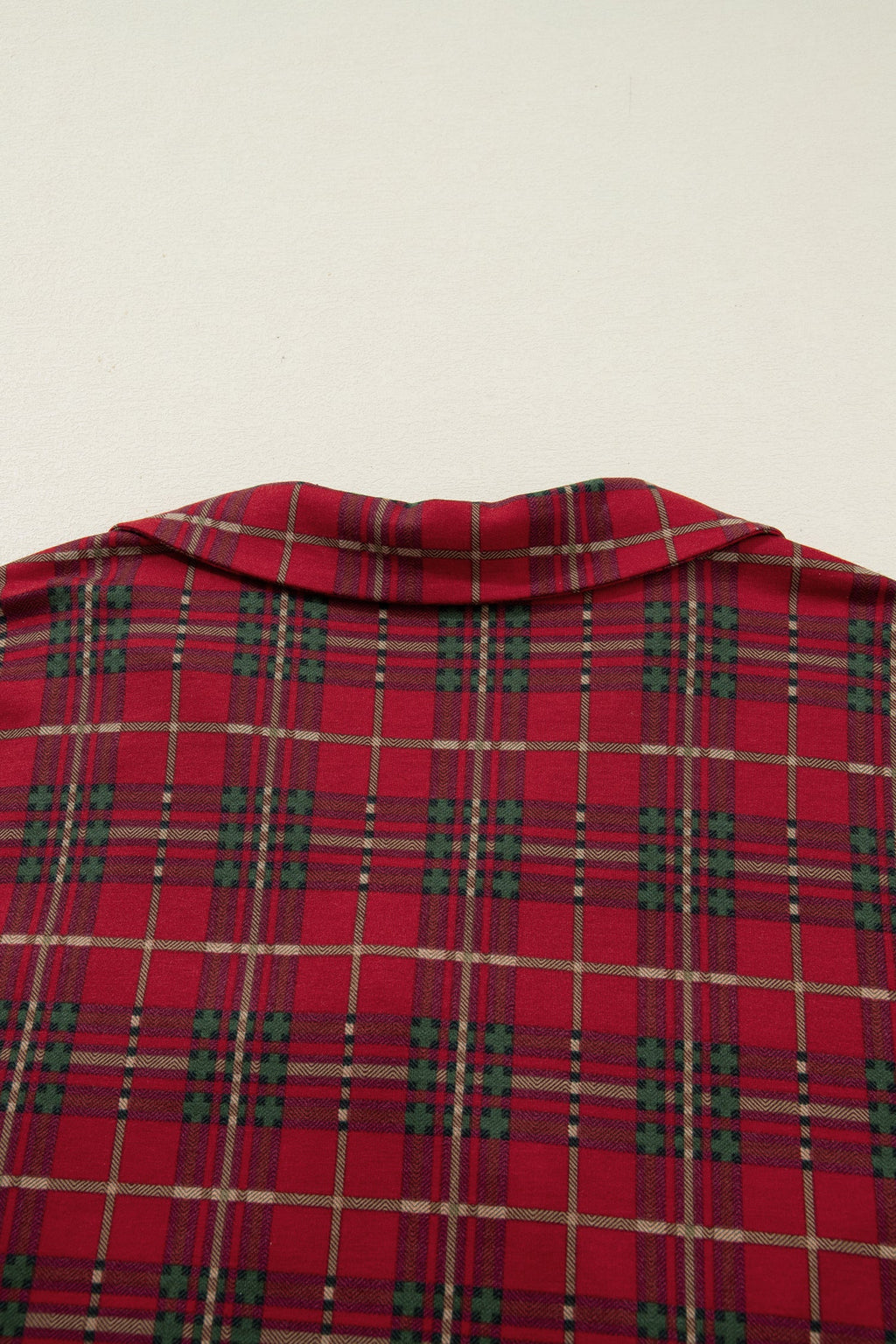 Red Plus Size Plaid Short Sleeve Shirt Loose Pants 2pcs Pajama Set