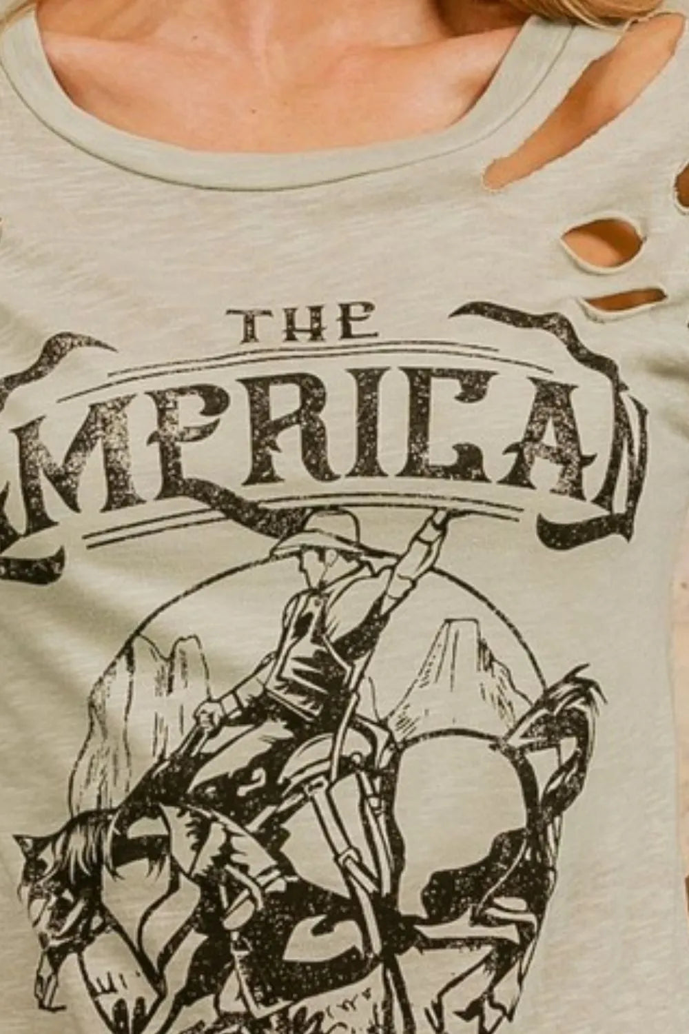 Cotton Slub Laser Top American Cow Boy Graphic