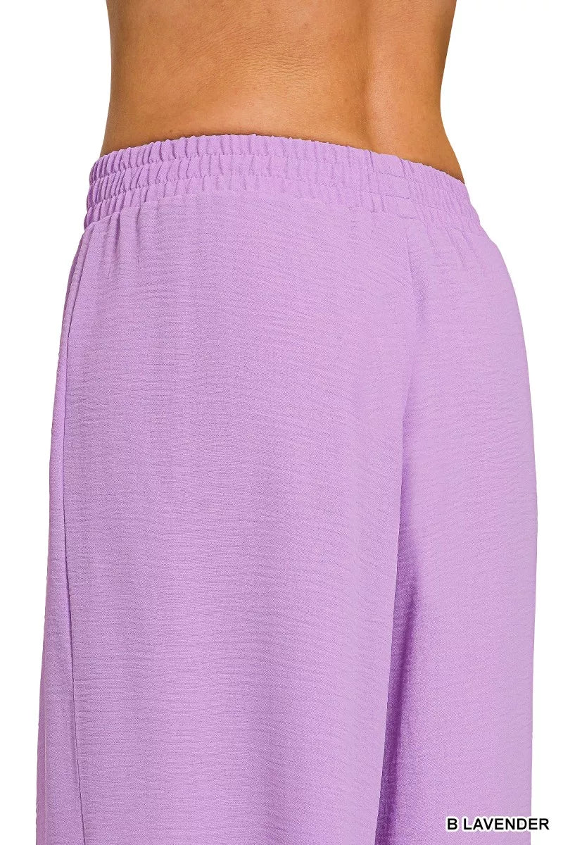 Woven Airflow Twisted Top & Wide Leg Pants Set