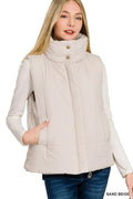 High Neck Zip-Up Vest Coat