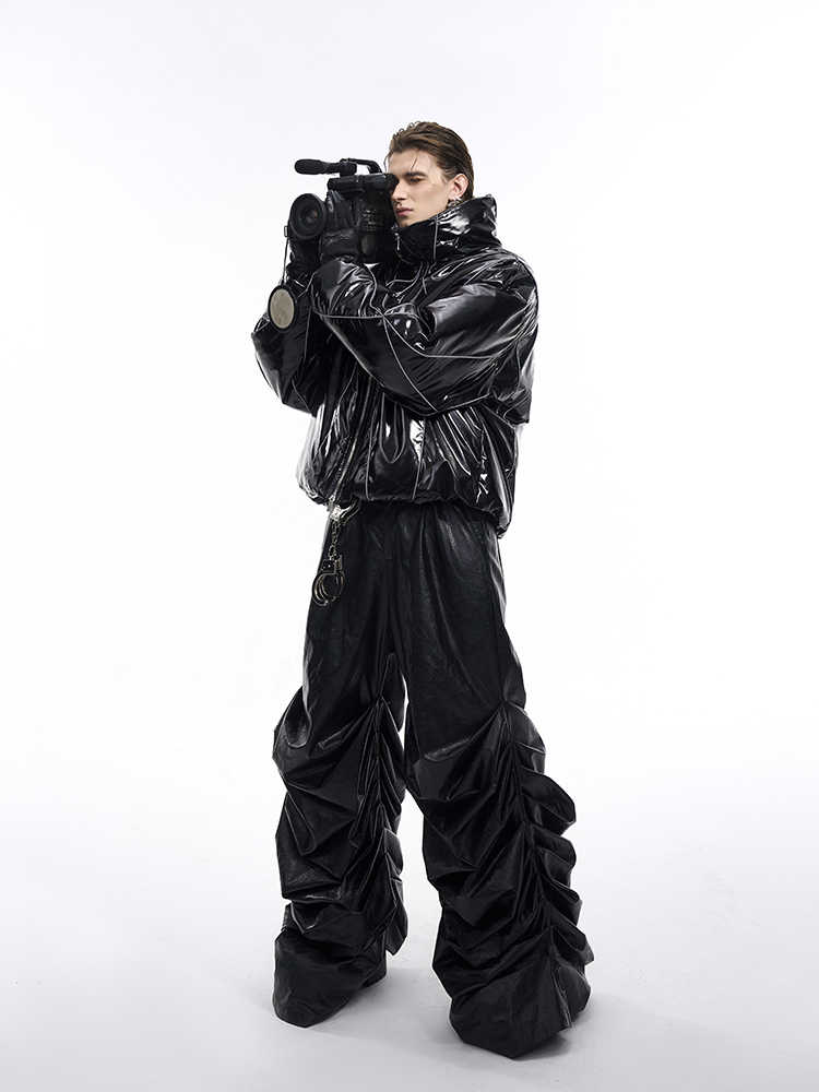 Men's Winter Reflective Line Bread Coat Thickened