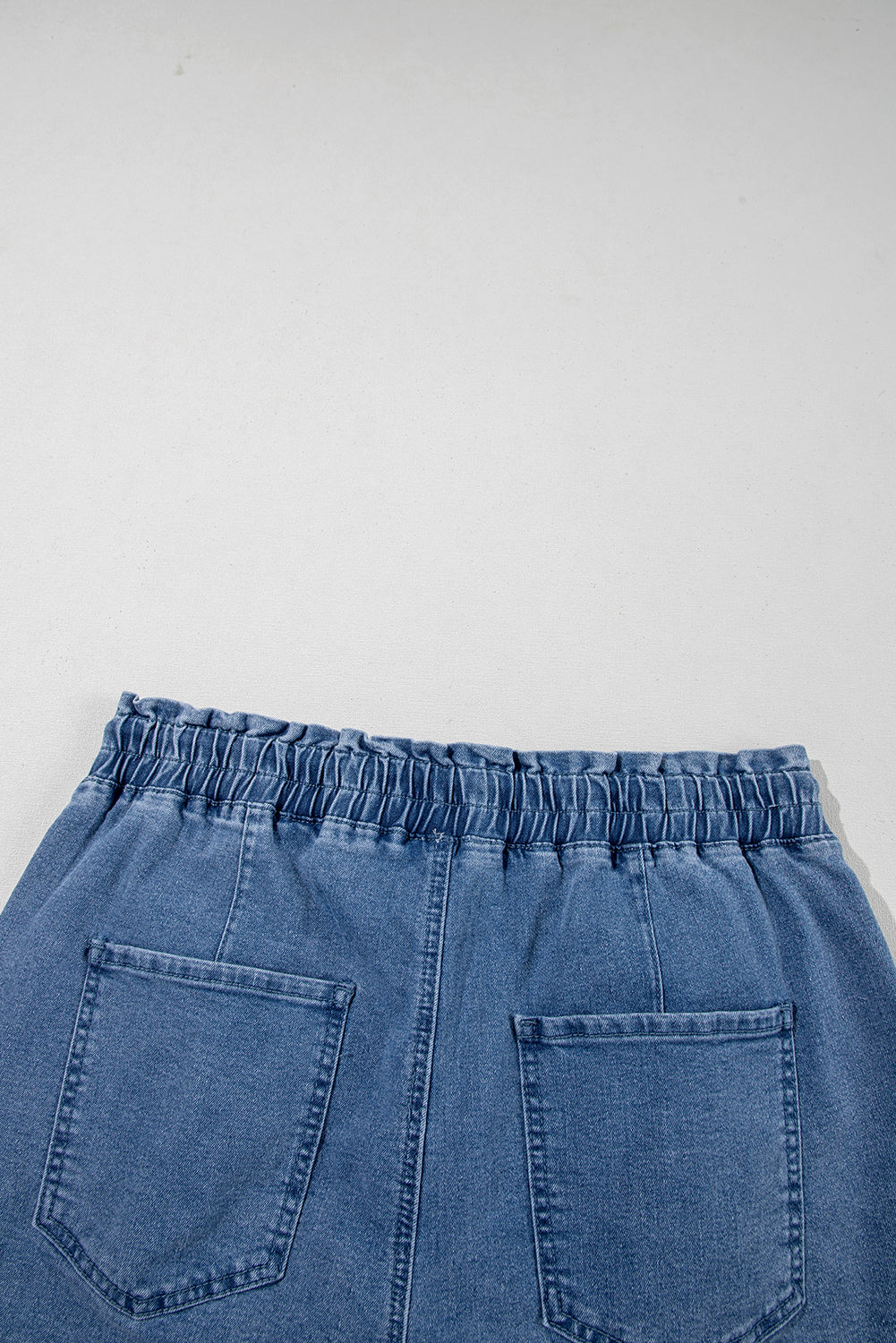 Drawstring High Waist Casual Denim Shorts with Pockets
