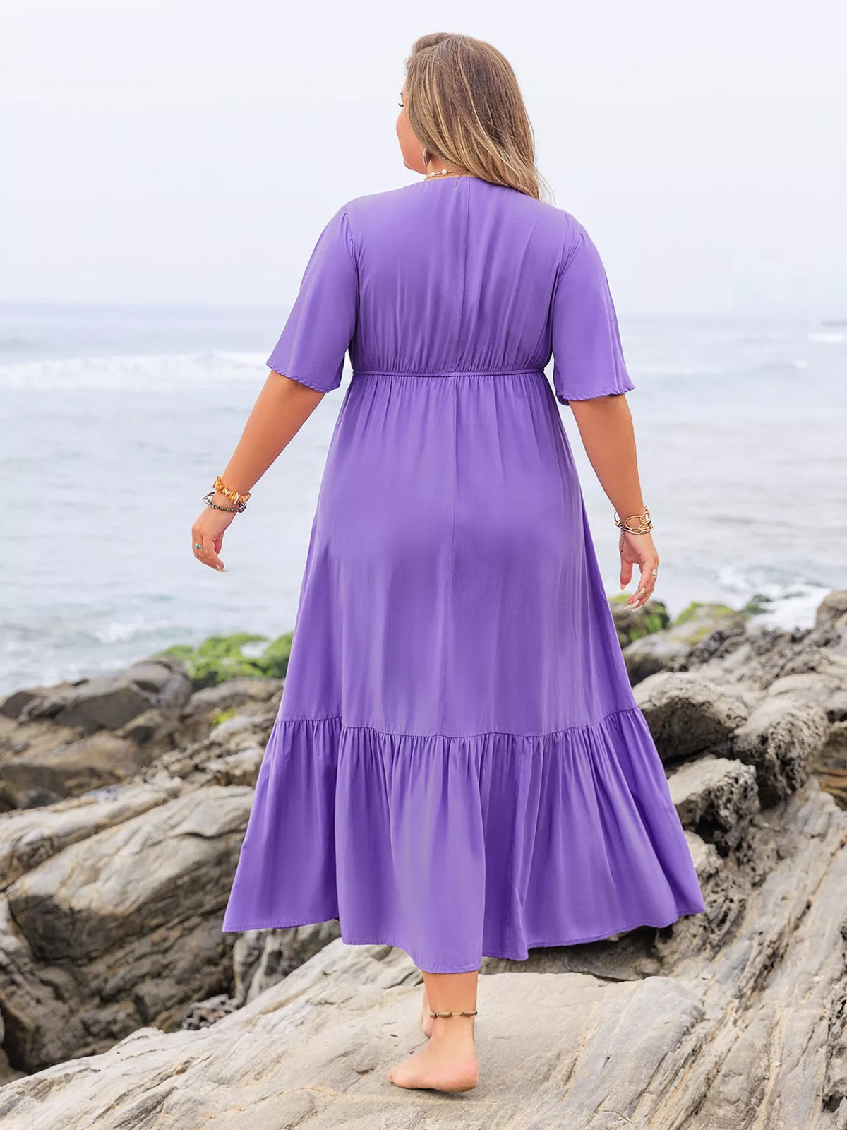 Flutter Sleeve Tiered Maxi Dress