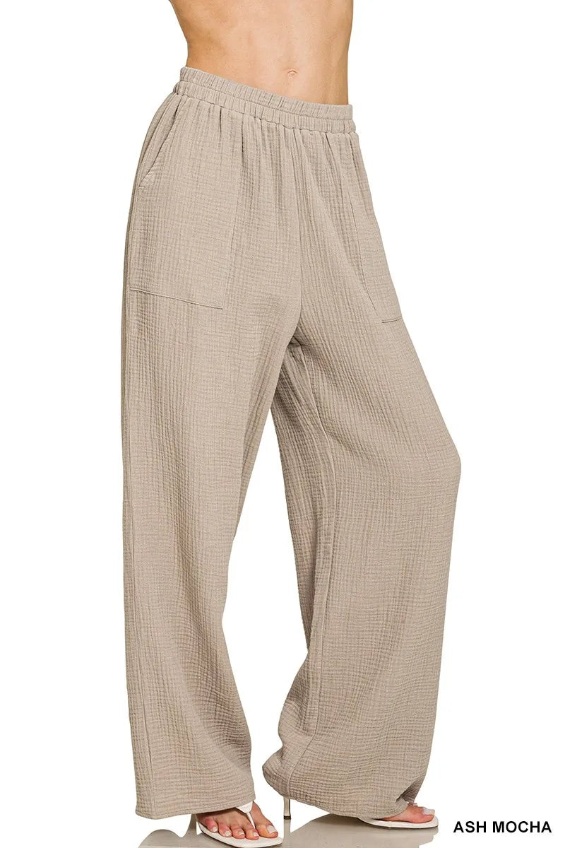Double Gauze Elastic Band Pants