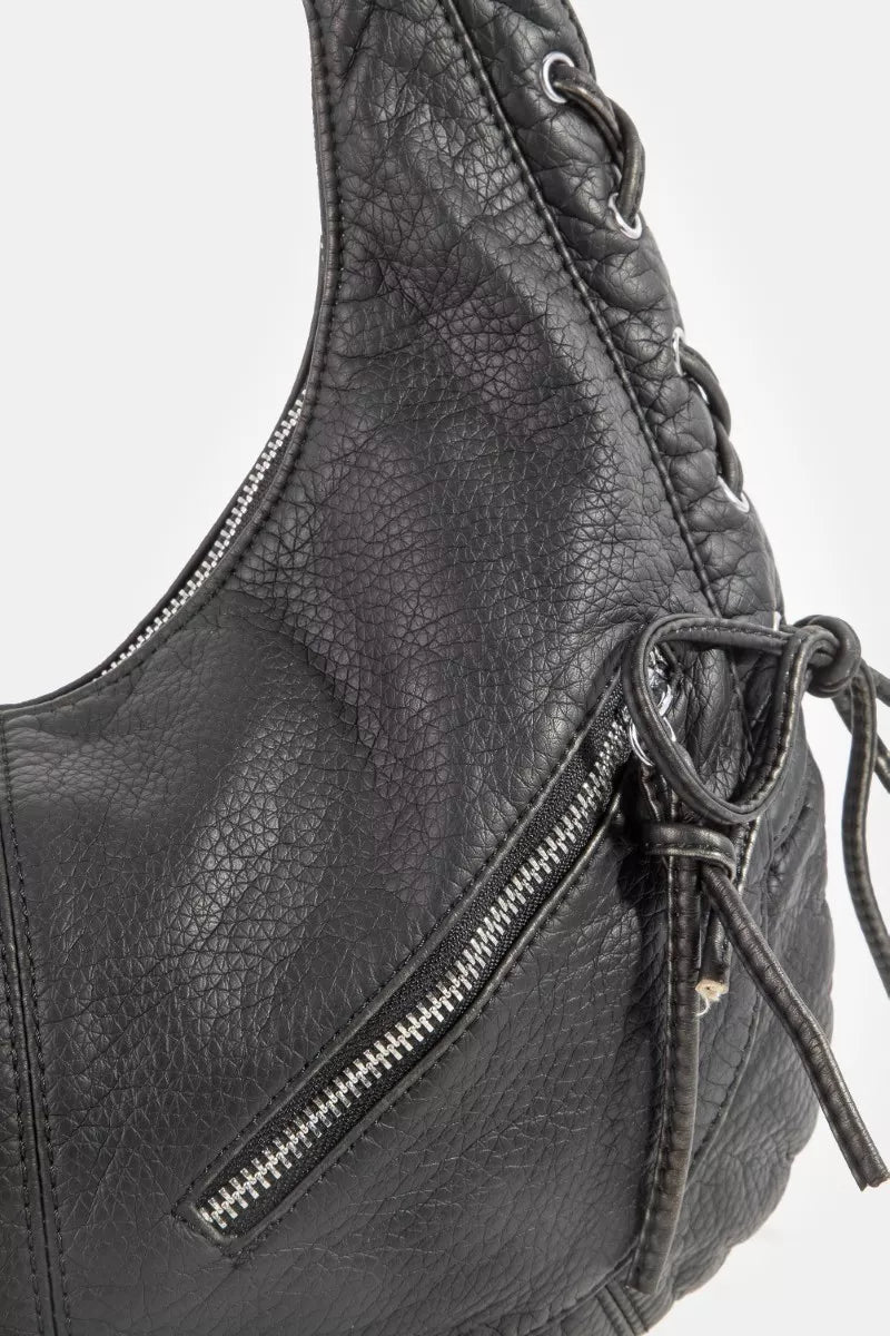 Larger Leather Crescent Shoulder Bag