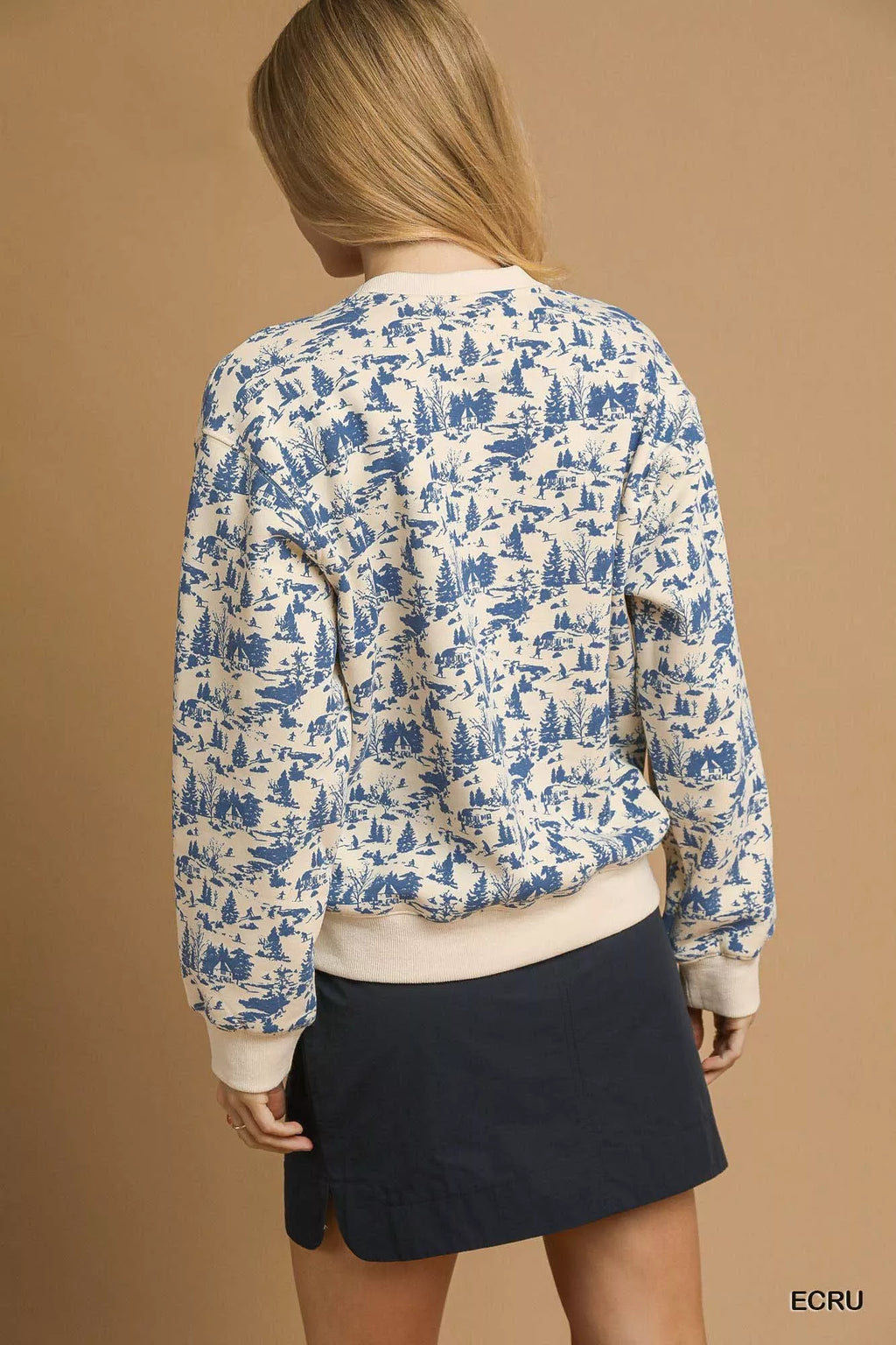 Scenic Print Cropped Sweatshirt