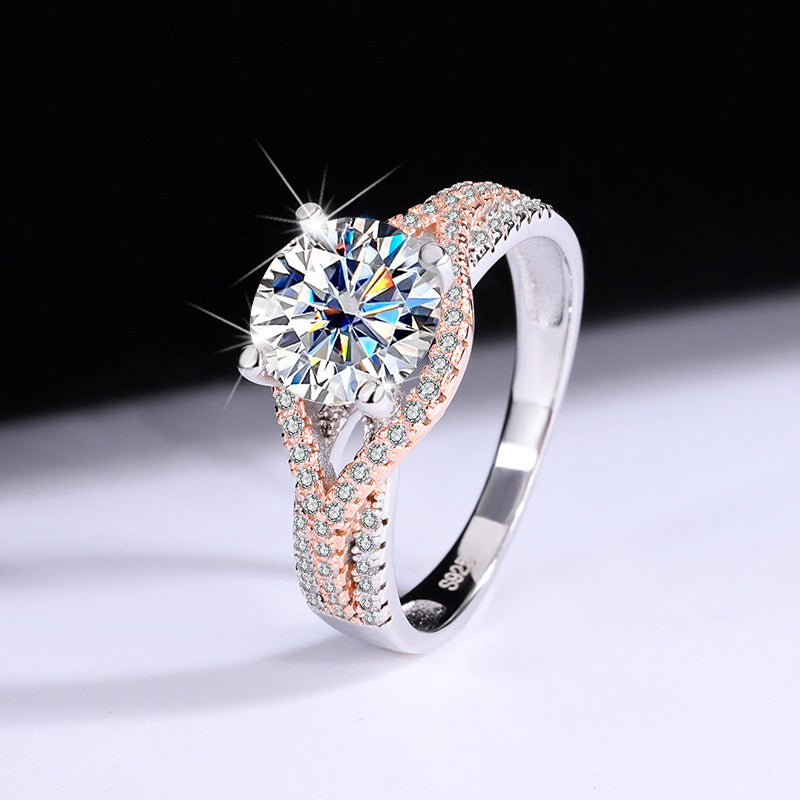 Moissanite Female Diamond Silver Ring