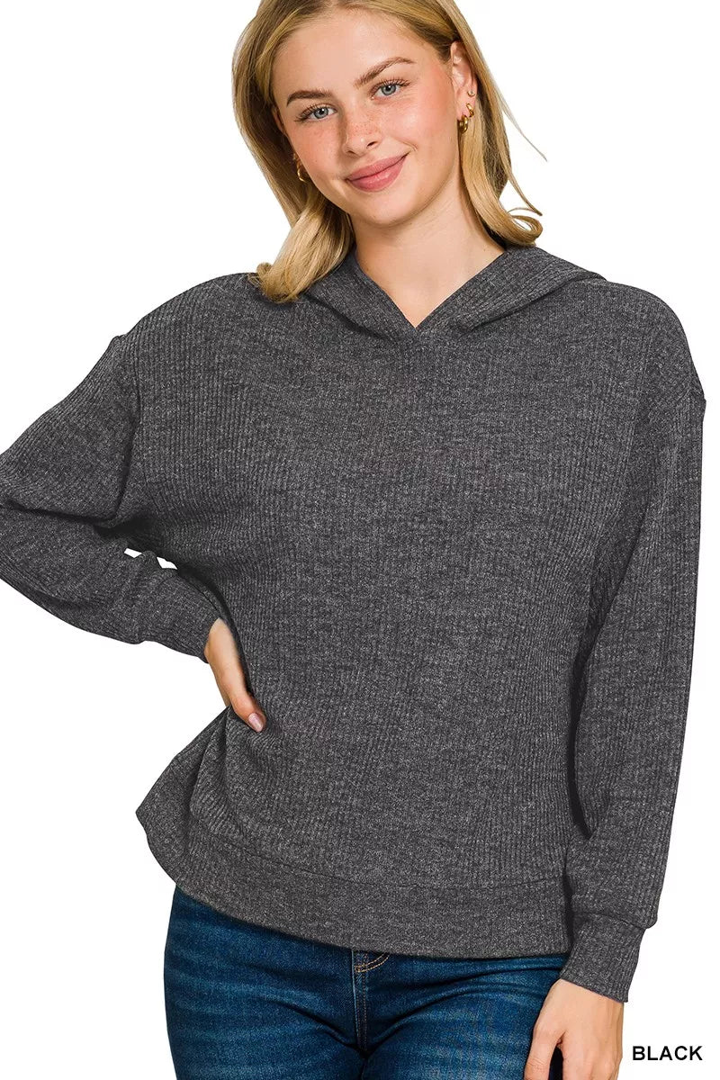 Ribbed Long Sleeve Hoodie