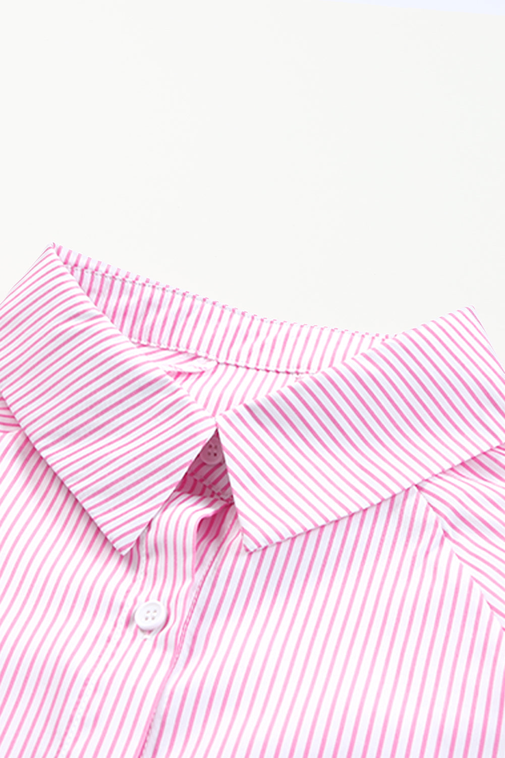 Black Striped Casual Shirred Cuffs Shirt