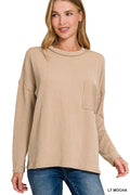 Long Sleeve Drop Shoulder Rib Top