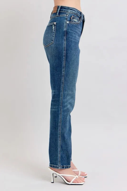 Full Size High Waisted Rigid Magic Non-destroy Straight Leg Jeans Plus Size