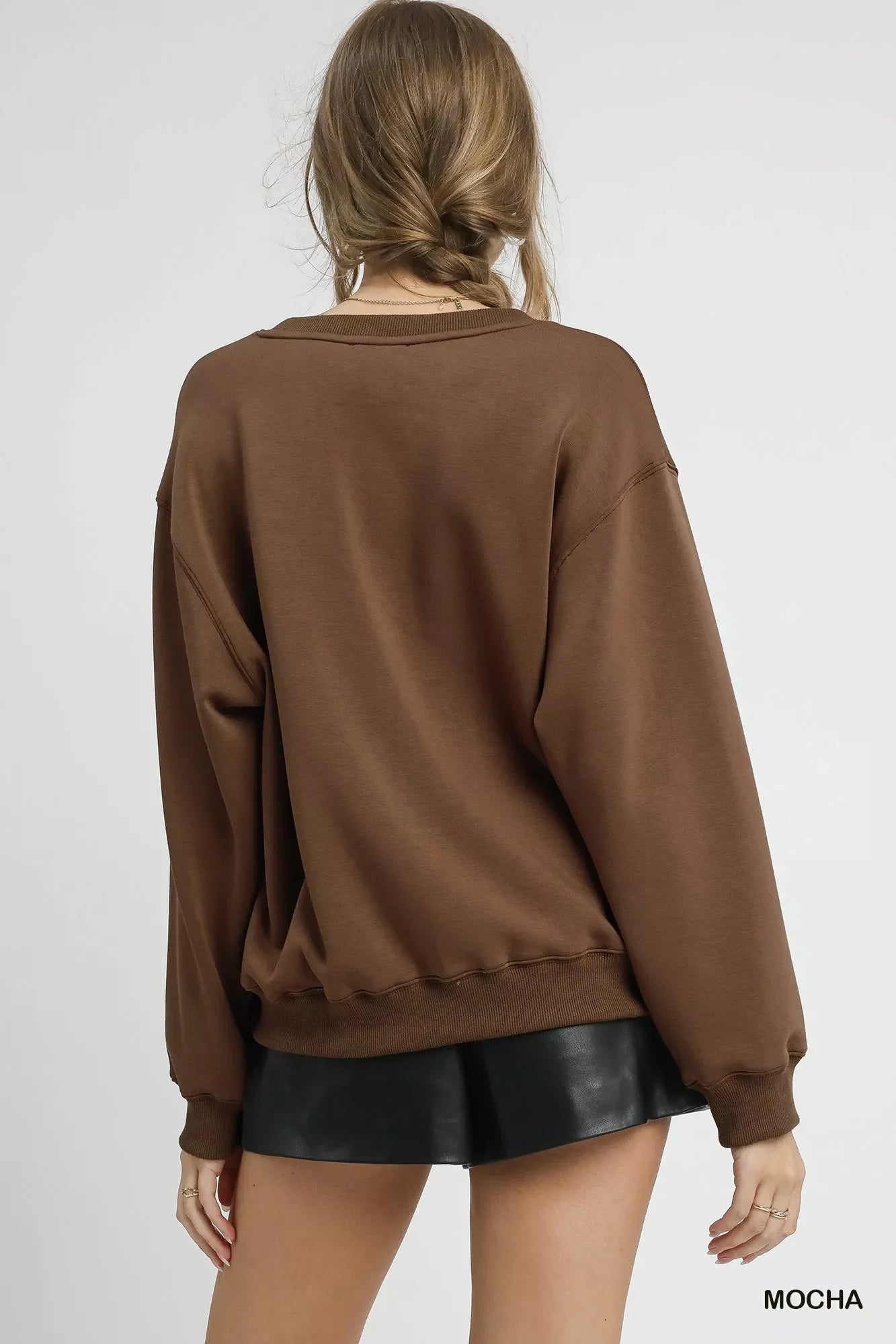 Round Neck Long Sleeve Fleece Sweatshirt