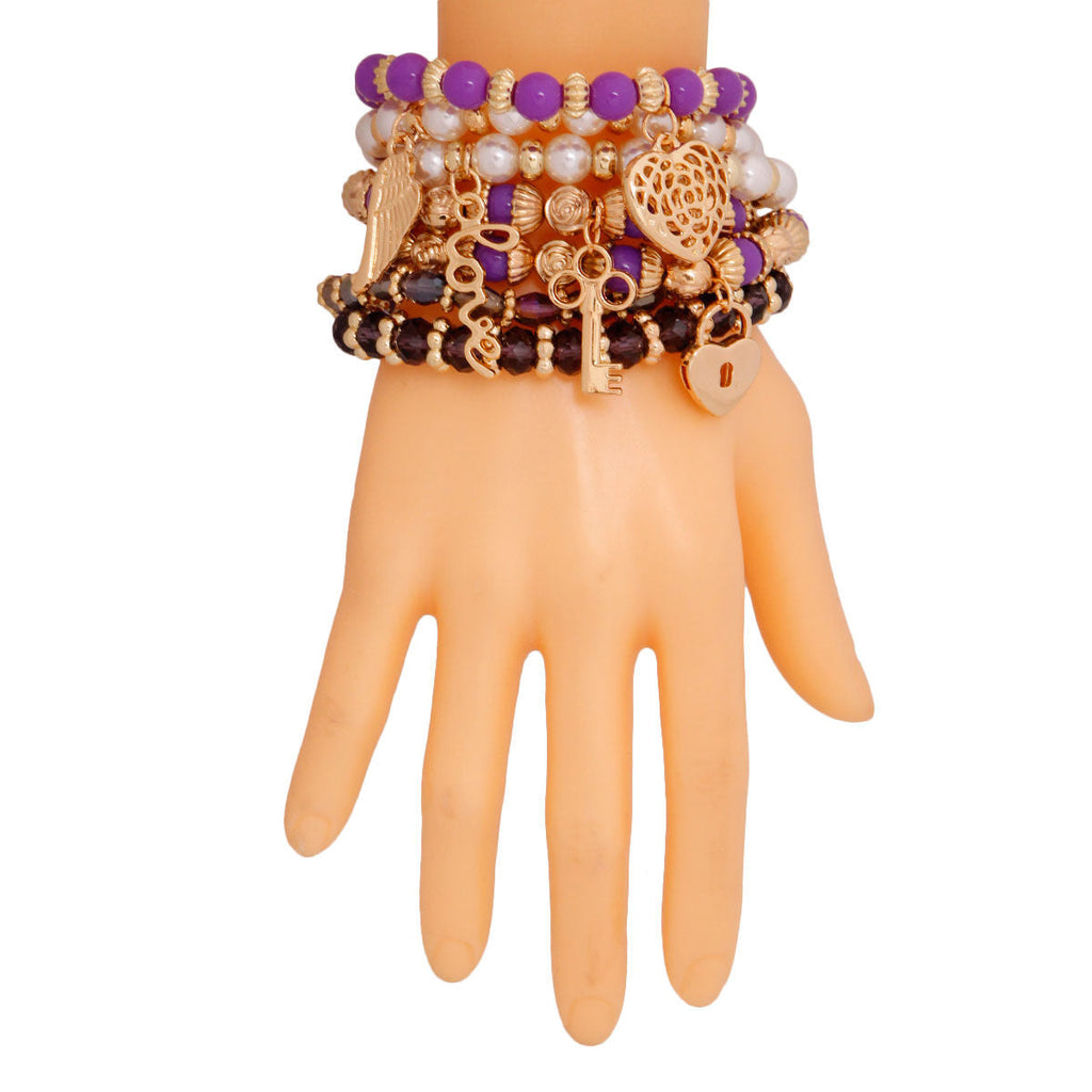 Love Bracelets with Purple Beads and Pearls – Stylish Fashion Jewelry