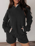 Women's Hoodie And High-waisted Shorts Casual Two-piece Set See size chart under “more details”