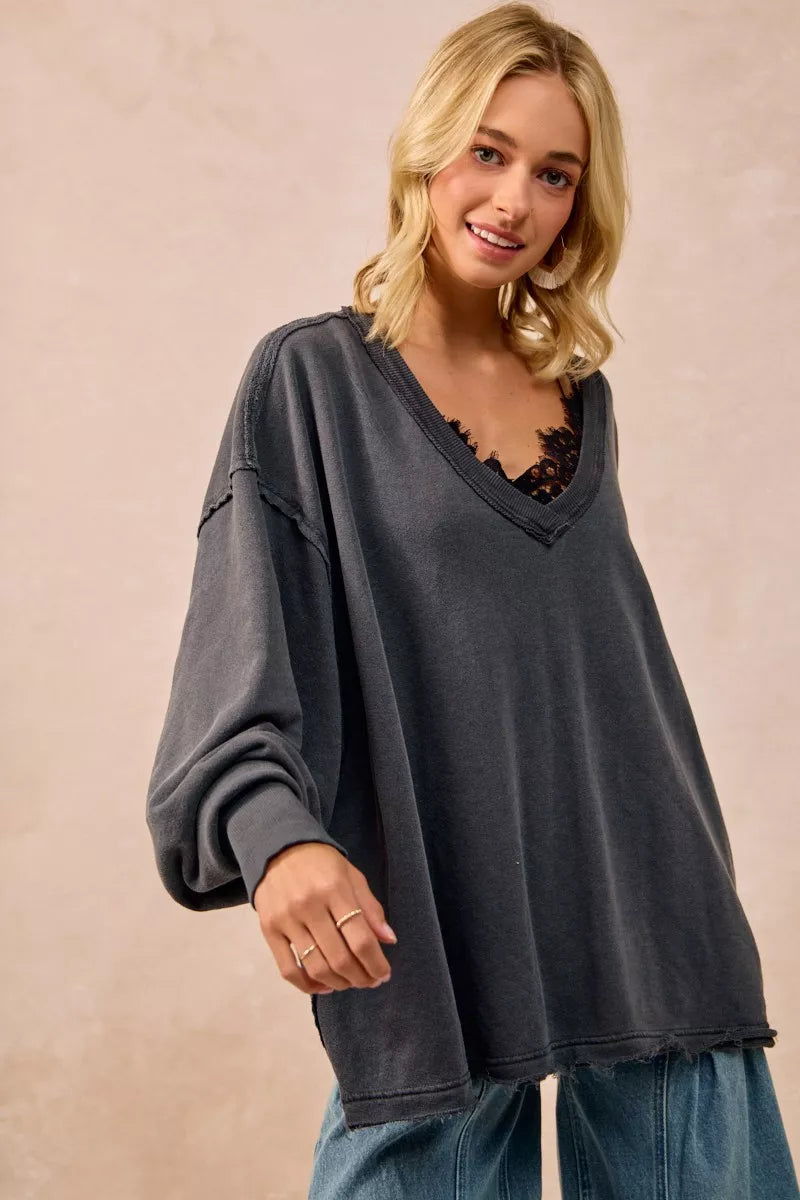 Mineral Washed French Terry Oversized Sweatshirt