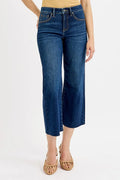 Full Size Tummy Control High Rise Crop Wide Jeans Plus Size