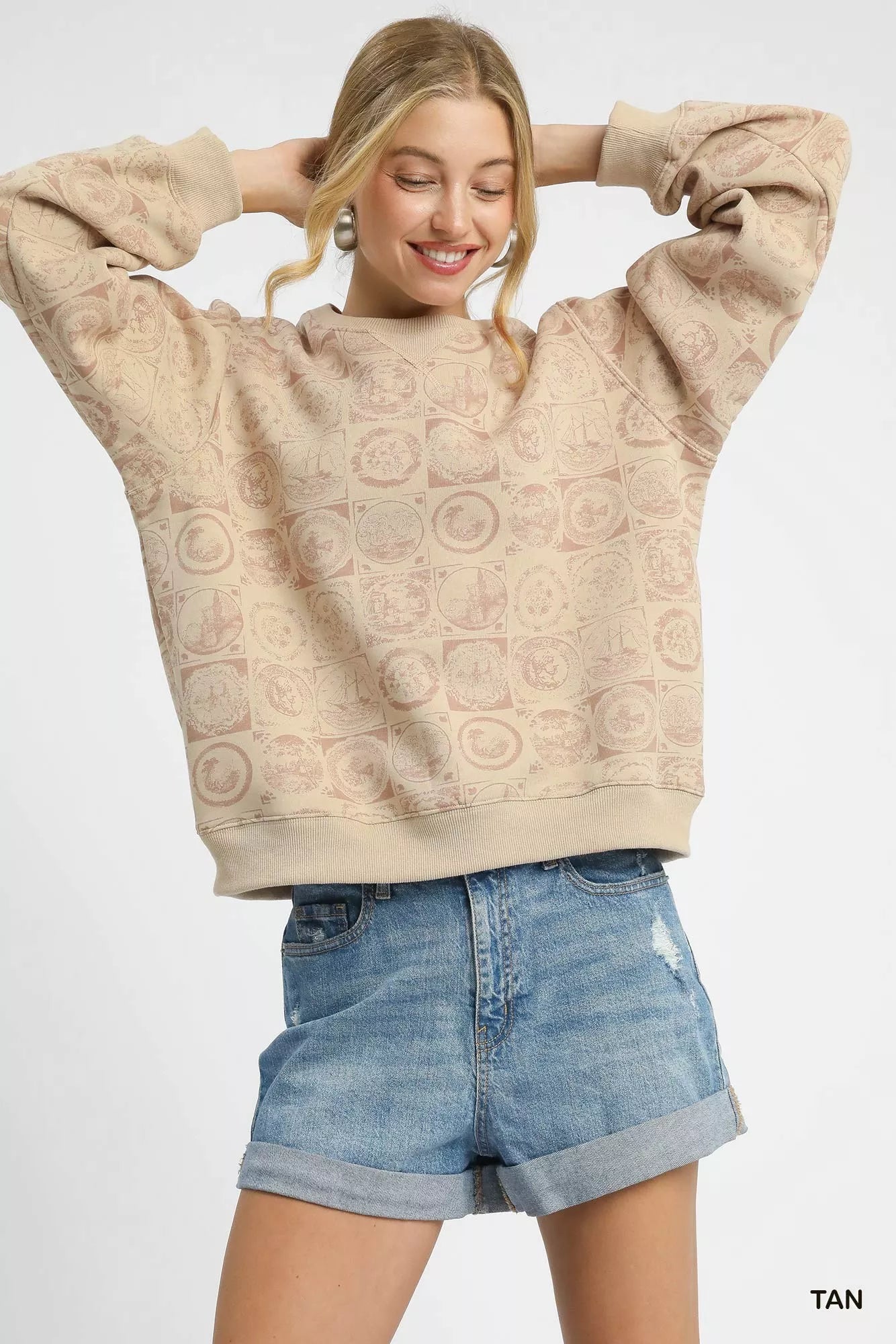 Coin Stamp Print Sweatshirt