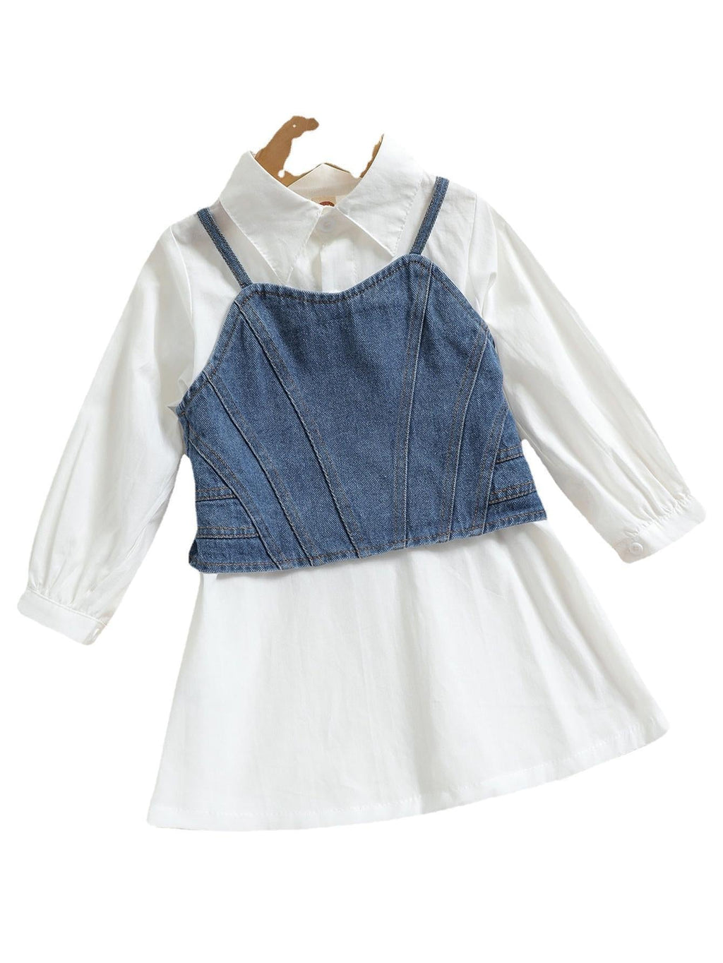 Solid Color Woven Button Long-sleeved Shirt Dress