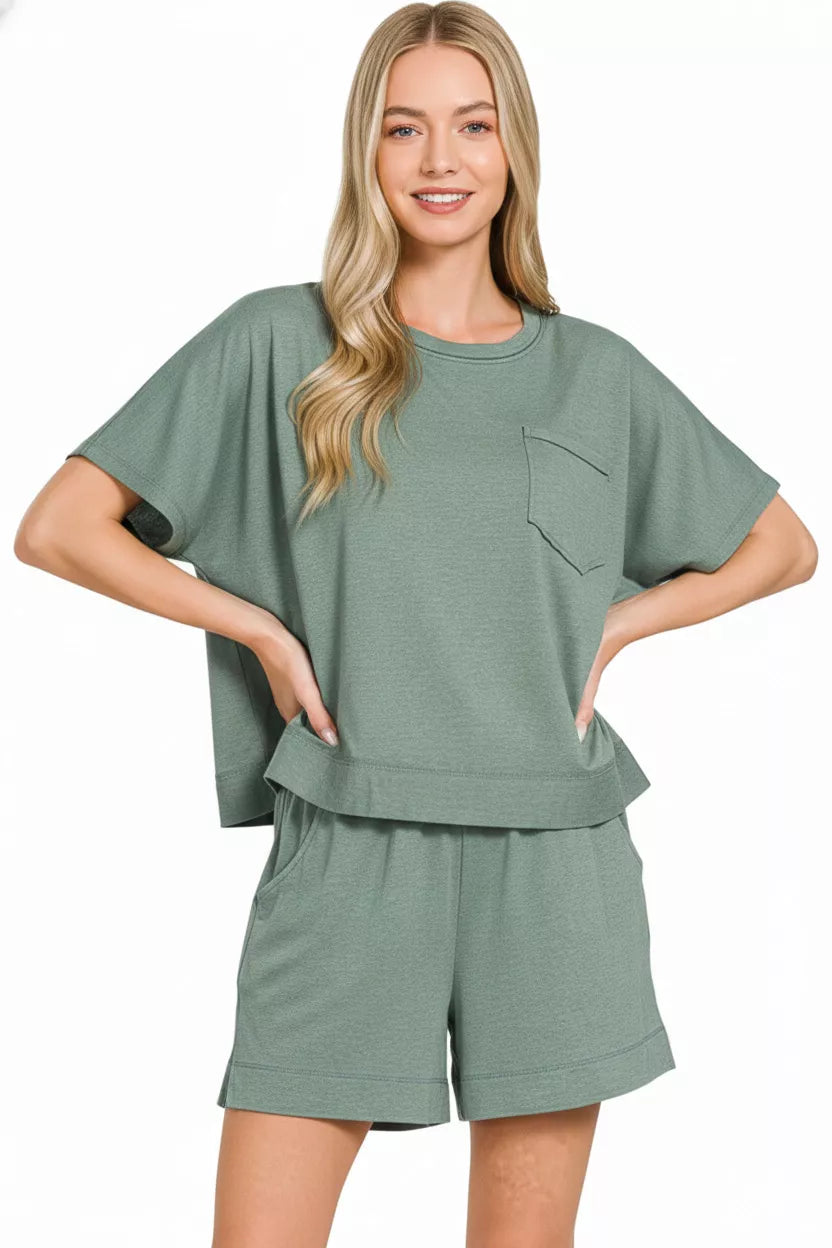 Exposed Seam Boxy Top & Shorts Set