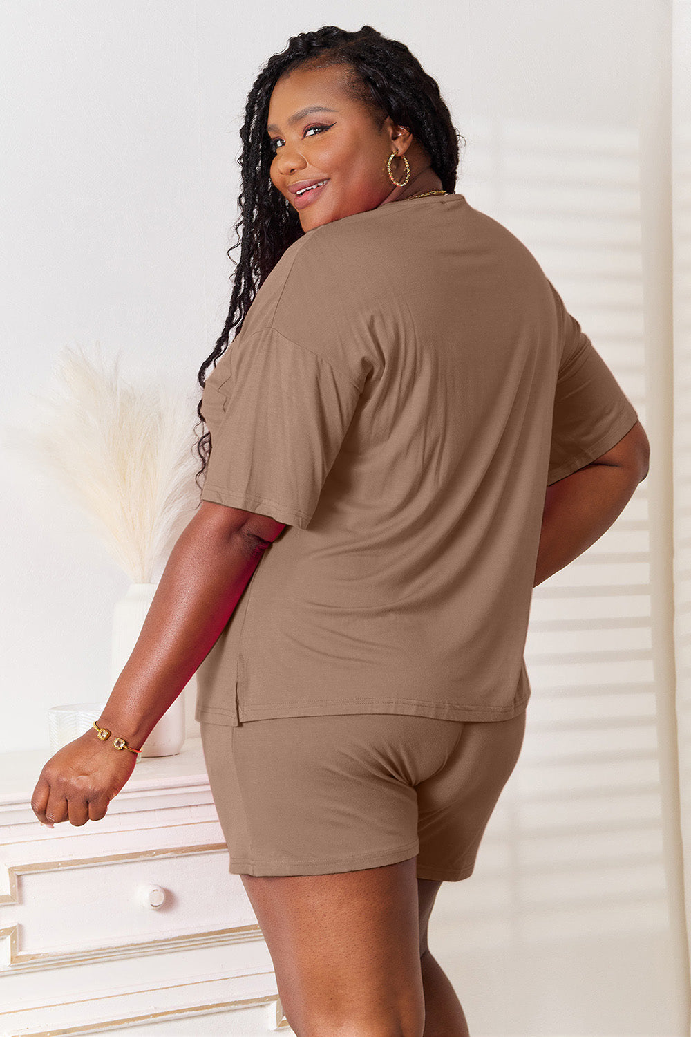 I am a Fashion Junky Full Size Soft Rayon Half Sleeve Top and Shorts Set