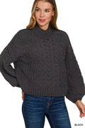 Cable-Knit Ribbed Turtleneck Sweater