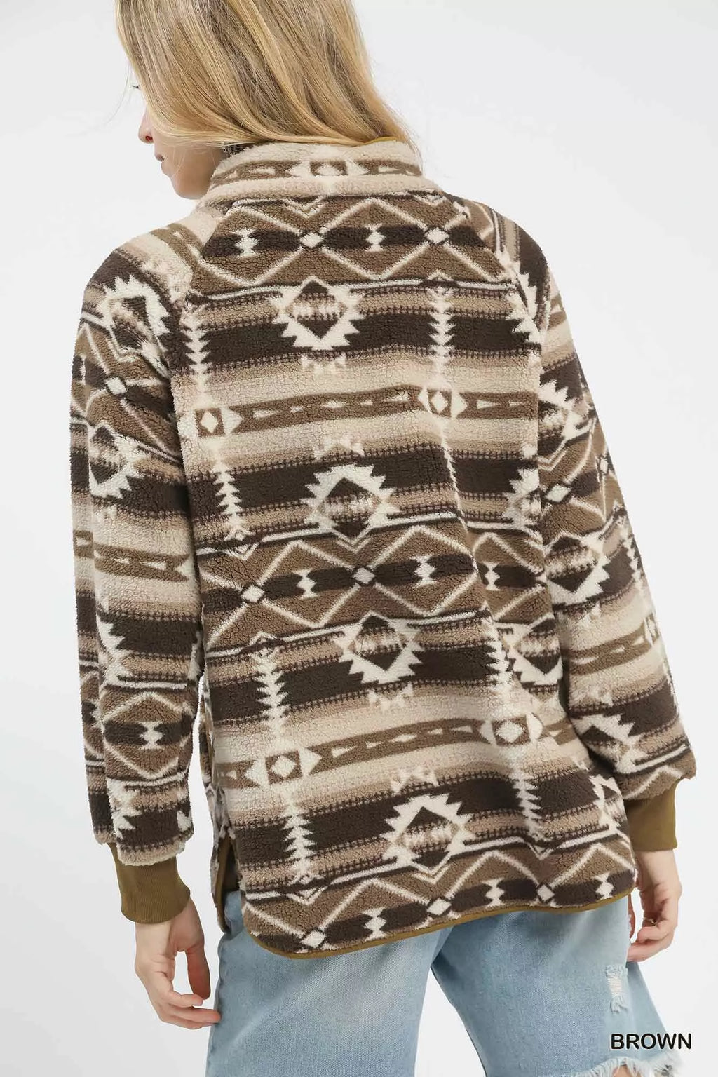 Aztec Print Sherpa Pullover