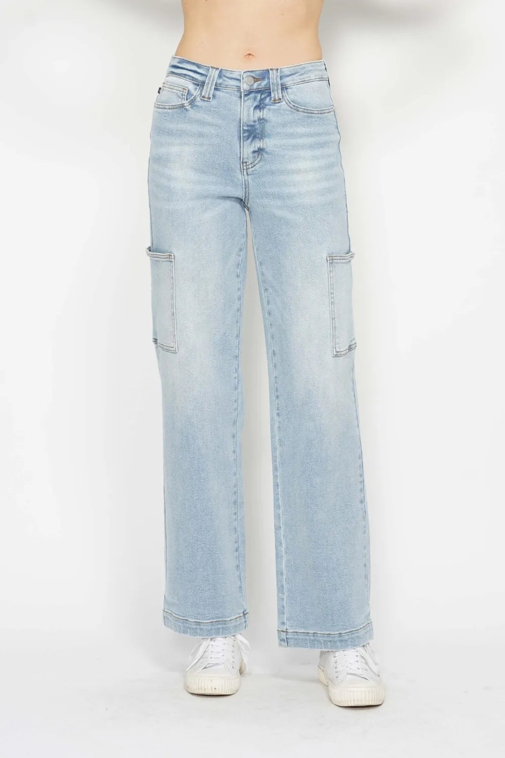 Full Size High Waist Straight Cargo Jeans