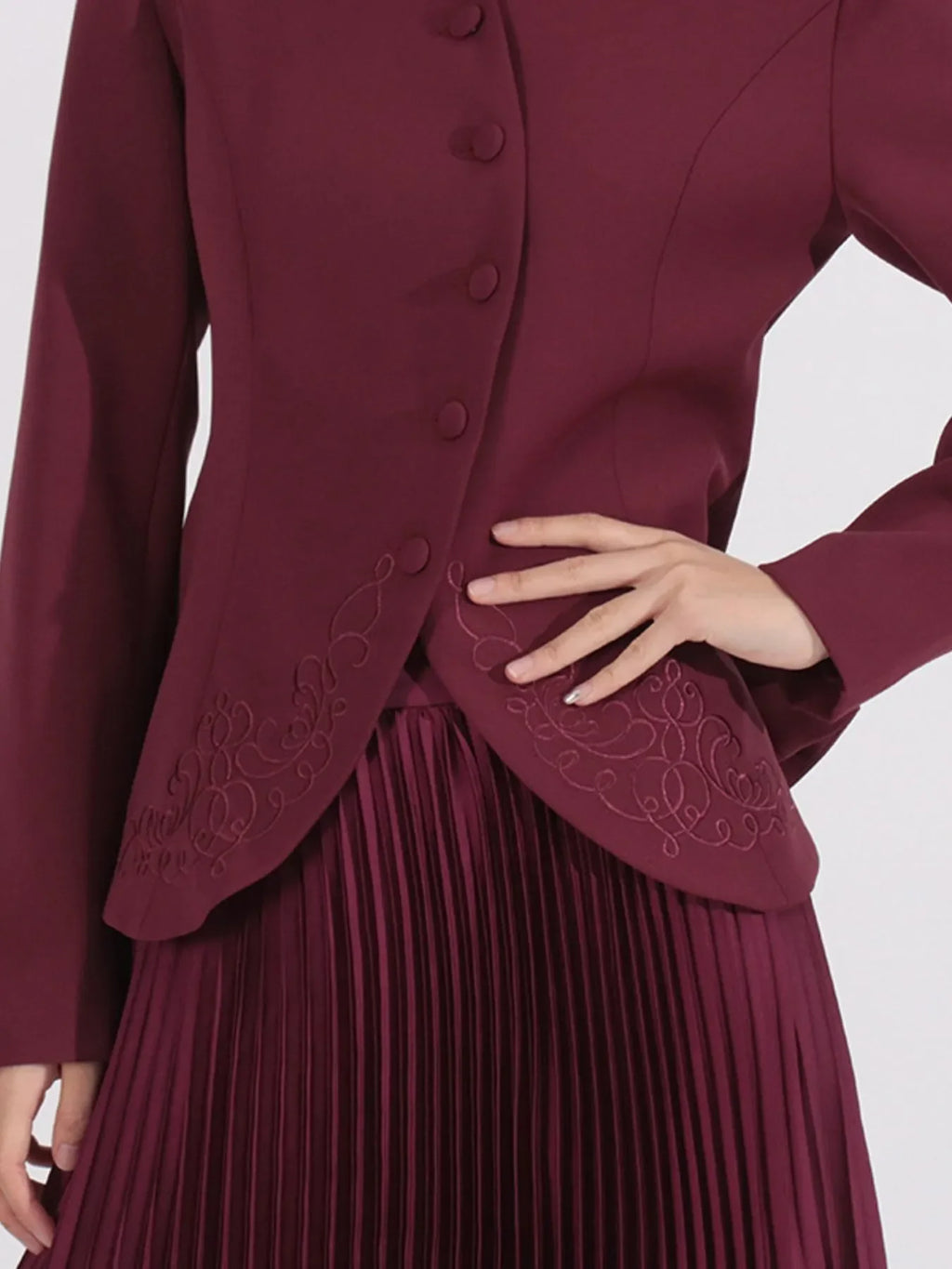 Button Up Long Sleeve Top and Pleated Skirt Set See size chart under “more details”
