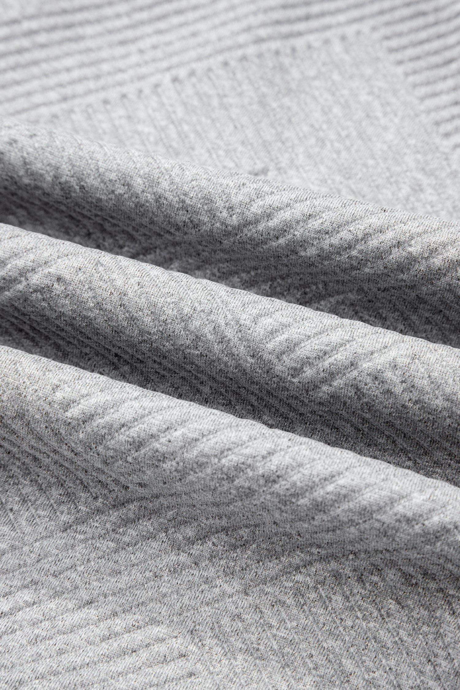 Medium Grey Trendy Textured Half Zip Loose Sweatshirt