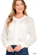 Button Down Lightweight Crochet Cardigan Sweater