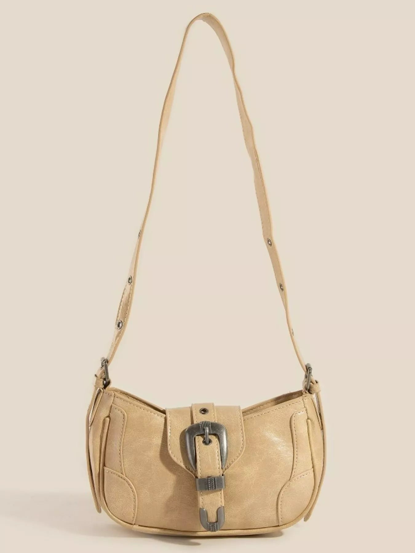 Western Buckle Accent Multi Panel Shoulder Bag