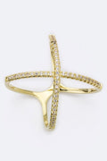 Statement CZ Crossed Ring Stylish Fashion Jewelry Accessory