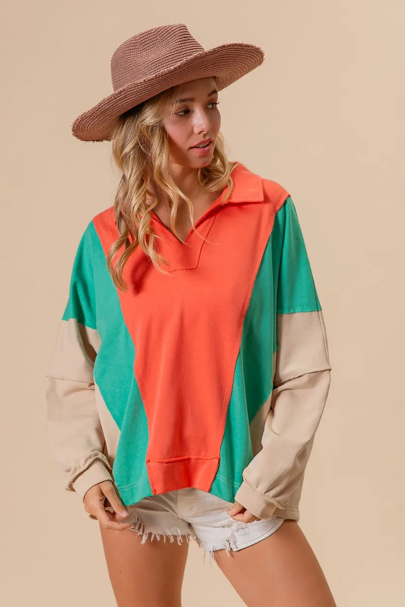 Colorblock Exposed Seam French Terry Sweatshirt