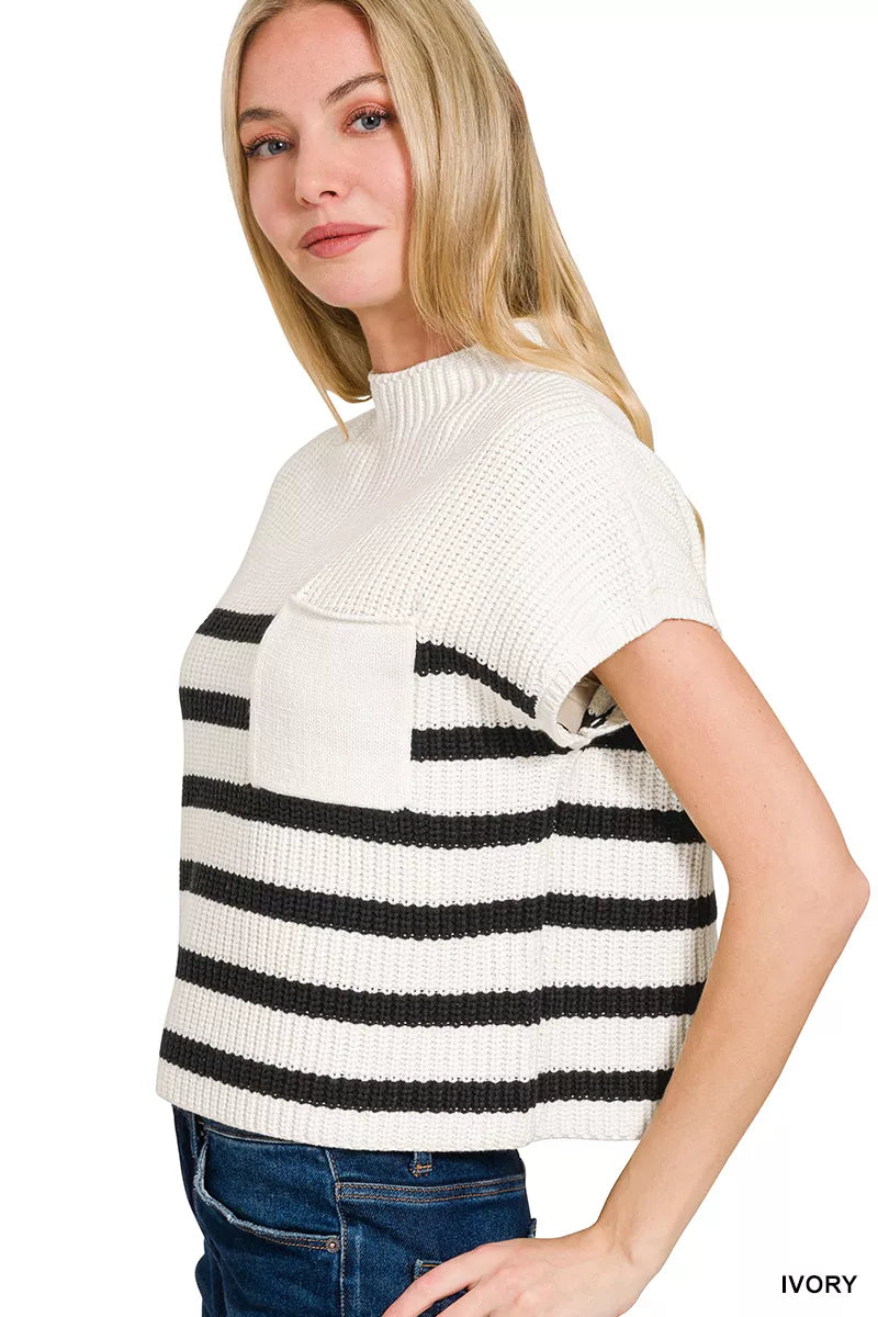 Short Sleeve Stripe Sweater