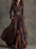 Large Size Women's Clothing French Retro Grid Slim Irregular Dress