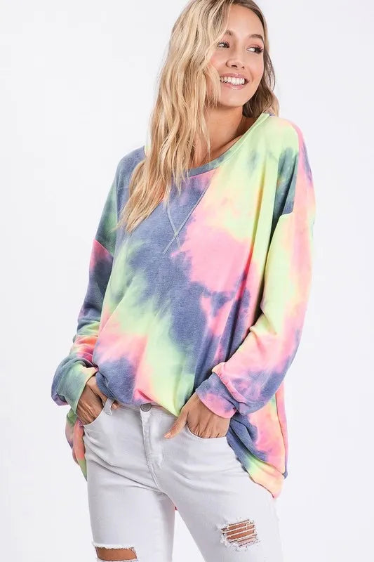 Tie Dye French Terry Print Top