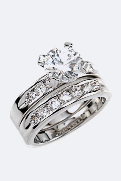Double Ring Set CZ Jewelry Trendy Stylish Statement Accessory