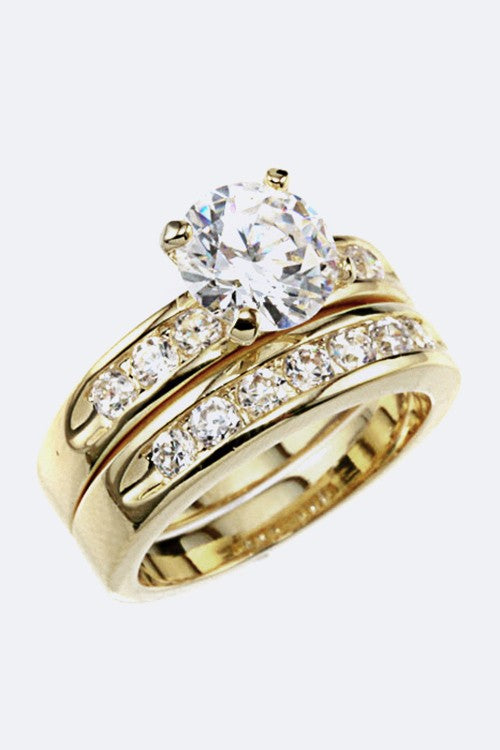 Double Ring Set CZ Jewelry Trendy Stylish Statement Accessory
